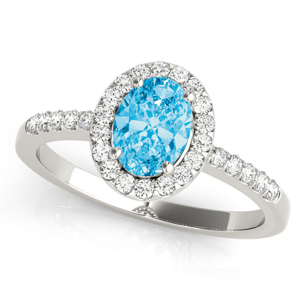 Resplendent Halo Oval Diamond Engagement Ring in 10K/14K gold and platinum with certified lab-grown or natural diamonds