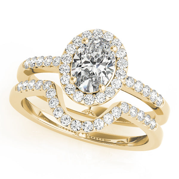 Resplendent Halo Oval Diamond Engagement Ring in 10K/14K gold and platinum with certified lab-grown or natural diamonds