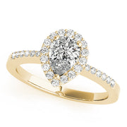 Brilliant Halo Pear Diamond Engagement Ring in 10K/14K gold and platinum with certified lab-grown or natural diamonds