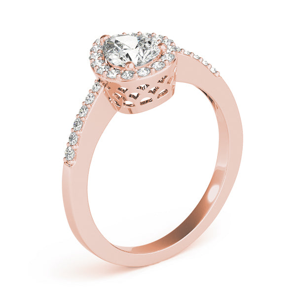 Brilliant Halo Pear Diamond Engagement Ring in 10K/14K gold and platinum with certified lab-grown or natural diamonds