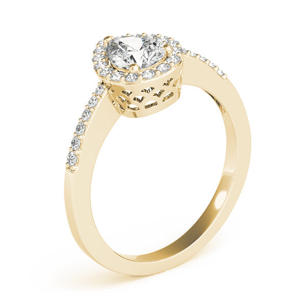 Brilliant Halo Pear Diamond Engagement Ring in 10K/14K gold and platinum with certified lab-grown or natural diamonds