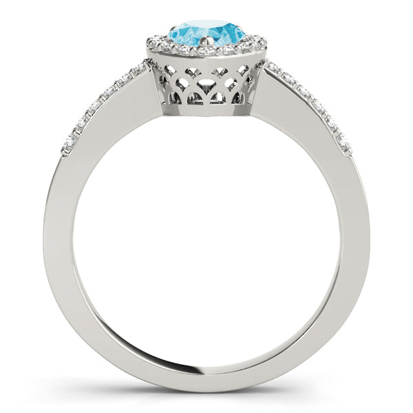 Brilliant Halo Pear Diamond Engagement Ring in 10K/14K gold and platinum with certified lab-grown or natural diamonds