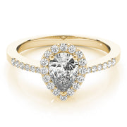 Brilliant Halo Pear Diamond Engagement Ring in 10K/14K gold and platinum with certified lab-grown or natural diamonds