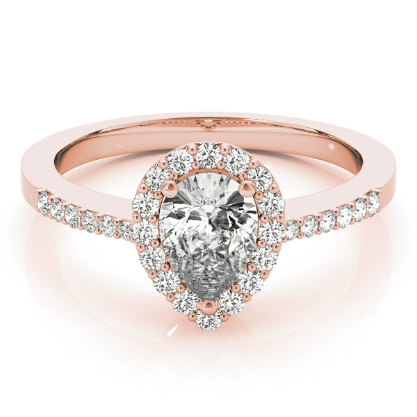 Brilliant Halo Pear Diamond Engagement Ring in 10K/14K gold and platinum with certified lab-grown or natural diamonds