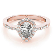 Brilliant Halo Pear Diamond Engagement Ring in 10K/14K gold and platinum with certified lab-grown or natural diamonds