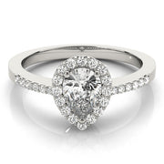 Brilliant Halo Pear Diamond Engagement Ring in 10K/14K gold and platinum with certified lab-grown or natural diamonds