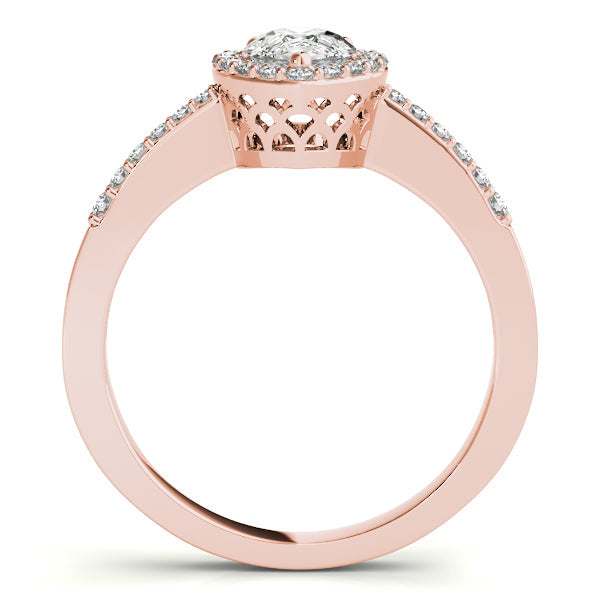 Brilliant Halo Pear Diamond Engagement Ring in 10K/14K gold and platinum with certified lab-grown or natural diamonds