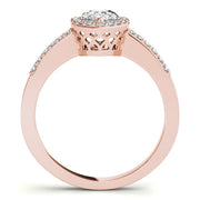Brilliant Halo Pear Diamond Engagement Ring in 10K/14K gold and platinum with certified lab-grown or natural diamonds