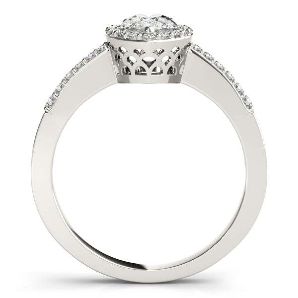 Brilliant Halo Pear Diamond Engagement Ring in 10K/14K gold and platinum with certified lab-grown or natural diamonds