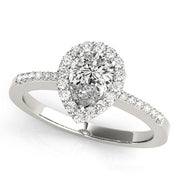 Brilliant Halo Pear Diamond Engagement Ring in 10K/14K gold and platinum with certified lab-grown or natural diamonds