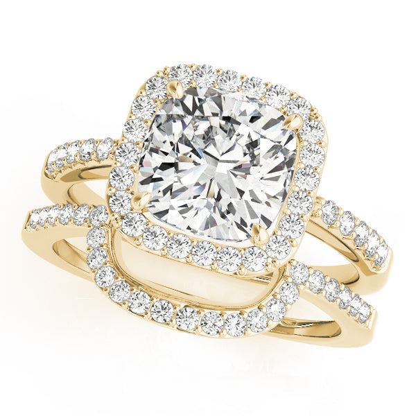 Classic Halo Cushion Diamond Engagement Ring in 10K/14K gold and platinum with certified lab-grown or natural diamonds
