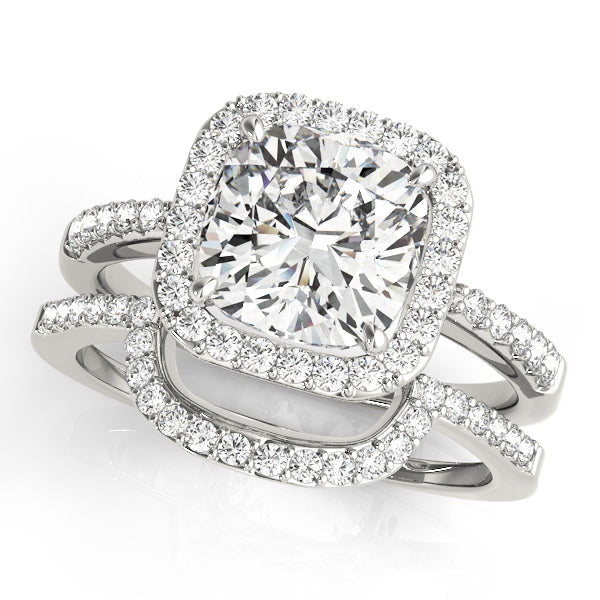 Shared Prong Curved Half Eternity Ring in Gold & Platinum