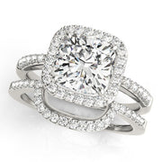 Shared Prong Curved Half Eternity Ring in Gold & Platinum