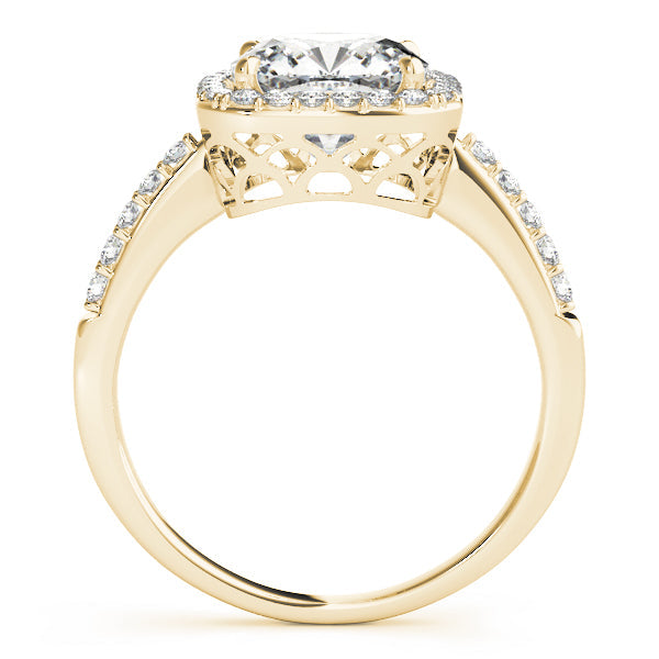 Classic Halo Cushion Diamond Engagement Ring in 10K/14K gold and platinum with certified lab-grown or natural diamonds