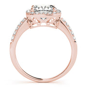 Classic Halo Cushion Diamond Engagement Ring in 10K/14K gold and platinum with certified lab-grown or natural diamonds