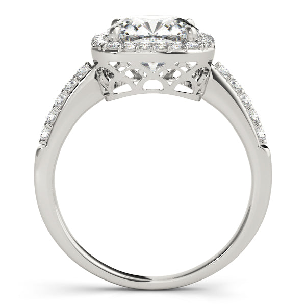 Shared Prong Curved Half Eternity Ring in Gold & Platinum