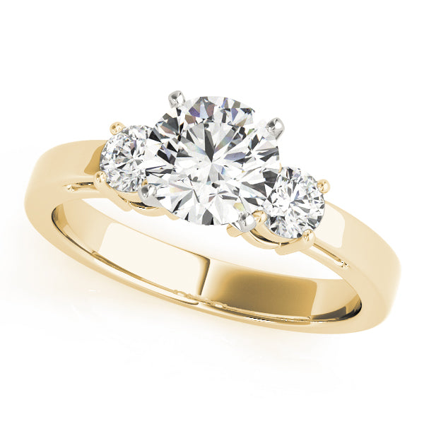 Timeless Three-Stone Round Diamond Engagement Ring in 10K/14K gold and platinum with certified lab-grown or natural diamonds