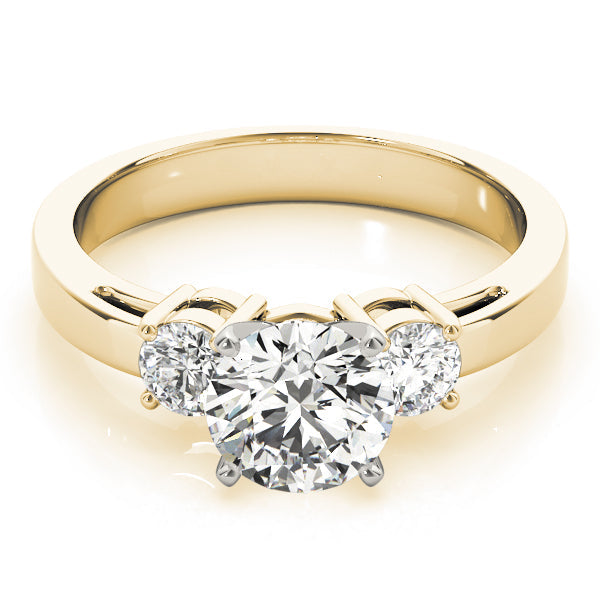 Timeless Three-Stone Round Diamond Engagement Ring in 10K/14K gold and platinum with certified lab-grown or natural diamonds