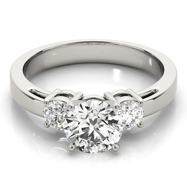 Timeless Three-Stone Round Diamond Engagement Ring in 10K/14K gold and platinum with certified lab-grown or natural diamonds