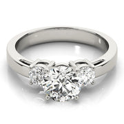 Timeless Three-Stone Round Diamond Engagement Ring in 10K/14K gold and platinum with certified lab-grown or natural diamonds