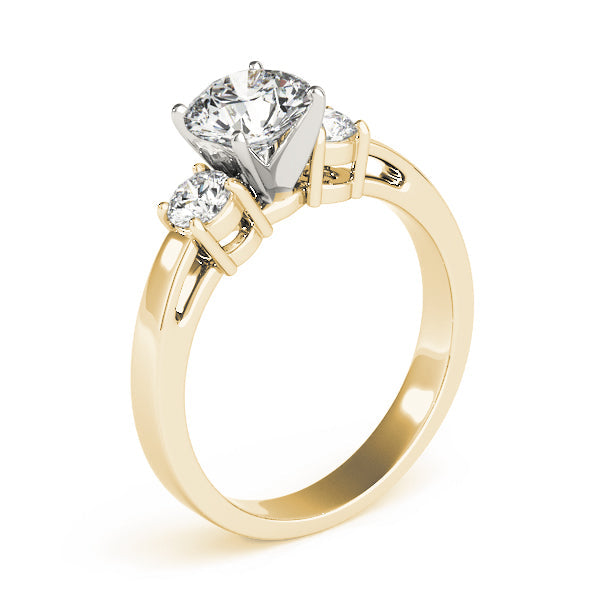 Timeless Three-Stone Round Diamond Engagement Ring in 10K/14K gold and platinum with certified lab-grown or natural diamonds