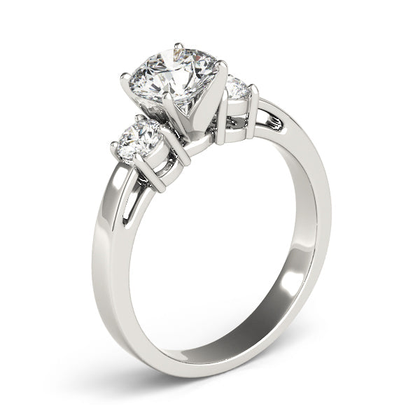 Timeless Three-Stone Round Diamond Engagement Ring in 10K/14K gold and platinum with certified lab-grown or natural diamonds
