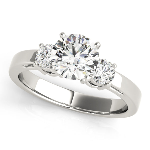 Timeless Three-Stone Round Diamond Engagement Ring in 10K/14K gold and platinum with certified lab-grown or natural diamonds