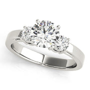 Timeless Three-Stone Round Diamond Engagement Ring in 10K/14K gold and platinum with certified lab-grown or natural diamonds
