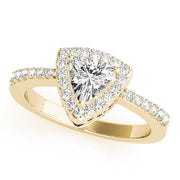 Elegant Halo Trillion Diamond Engagement Ring in 10K/14K gold and platinum with certified lab-grown or natural diamonds