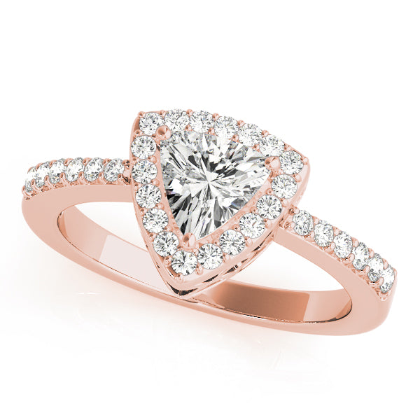 Elegant Halo Trillion Diamond Engagement Ring in 10K/14K gold and platinum with certified lab-grown or natural diamonds