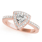 Elegant Halo Trillion Diamond Engagement Ring in 10K/14K gold and platinum with certified lab-grown or natural diamonds