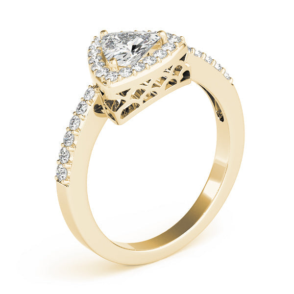 Elegant Halo Trillion Diamond Engagement Ring in 10K/14K gold and platinum with certified lab-grown or natural diamonds