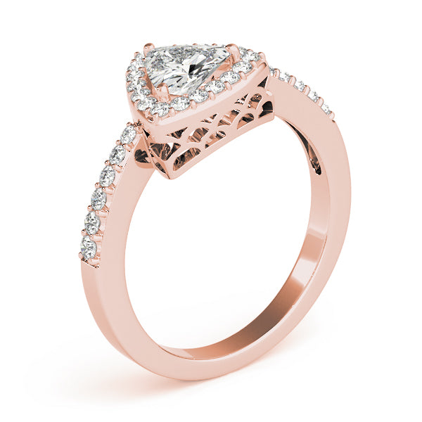 Elegant Halo Trillion Diamond Engagement Ring in 10K/14K gold and platinum with certified lab-grown or natural diamonds