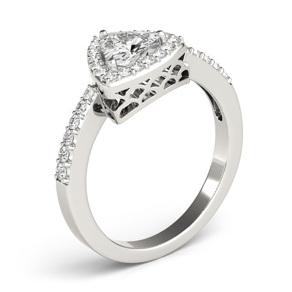 Elegant Halo Trillion Diamond Engagement Ring in 10K/14K gold and platinum with certified lab-grown or natural diamonds
