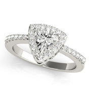Elegant Halo Trillion Diamond Engagement Ring in 10K/14K gold and platinum with certified lab-grown or natural diamonds