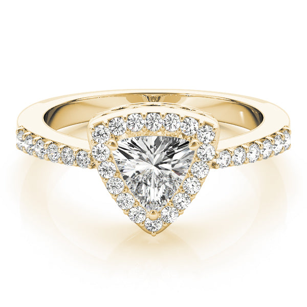 Elegant Halo Trillion Diamond Engagement Ring in 10K/14K gold and platinum with certified lab-grown or natural diamonds