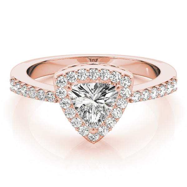 Elegant Halo Trillion Diamond Engagement Ring in 10K/14K gold and platinum with certified lab-grown or natural diamonds