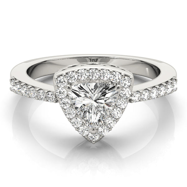 Elegant Halo Trillion Diamond Engagement Ring in 10K/14K gold and platinum with certified lab-grown or natural diamonds