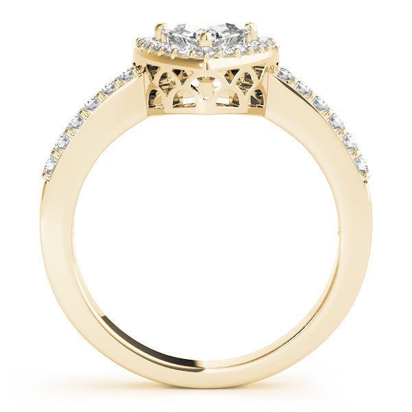 Elegant Halo Trillion Diamond Engagement Ring in 10K/14K gold and platinum with certified lab-grown or natural diamonds