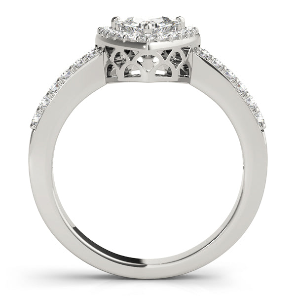 Elegant Halo Trillion Diamond Engagement Ring in 10K/14K gold and platinum with certified lab-grown or natural diamonds