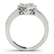 Elegant Halo Trillion Diamond Engagement Ring in 10K/14K gold and platinum with certified lab-grown or natural diamonds