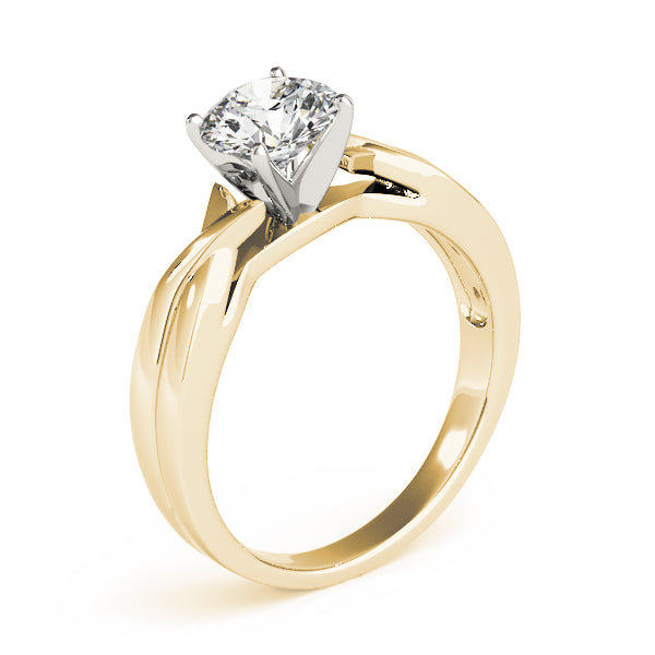 Vintage-Inspired Solitaire Round Diamond Engagement Ring in 10K/14K gold and platinum with certified lab-grown or natural diamonds