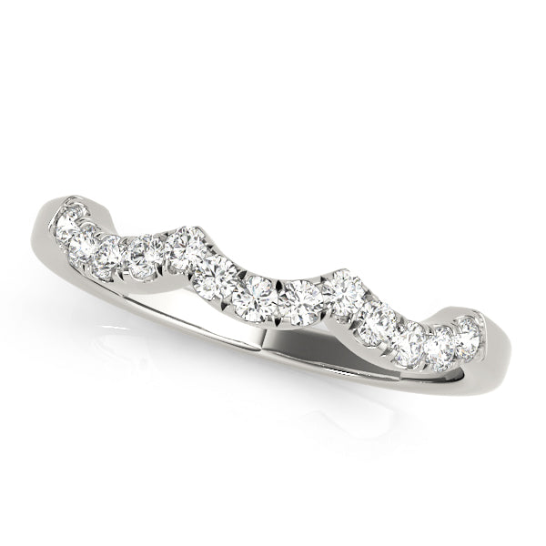 Curved Bands Half Eternity Ring in Gold & Platinum