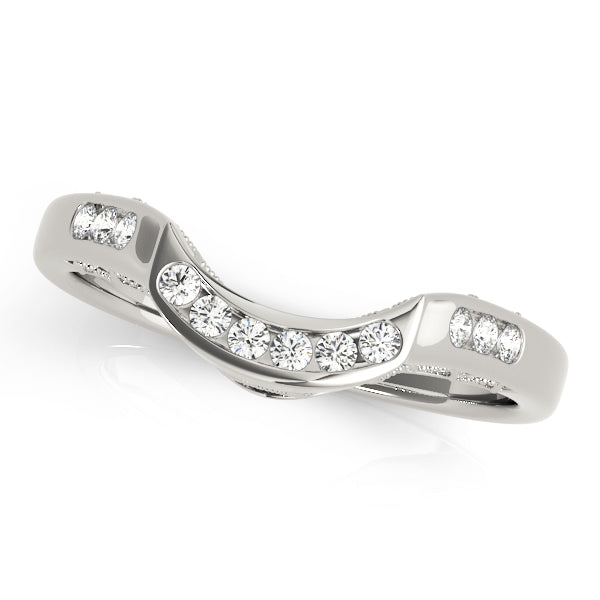 Curved Bands Half Eternity Ring in Gold & Platinum