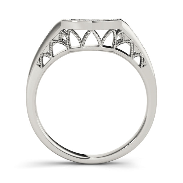 Curved Bands Half Eternity Ring in Gold & Platinum