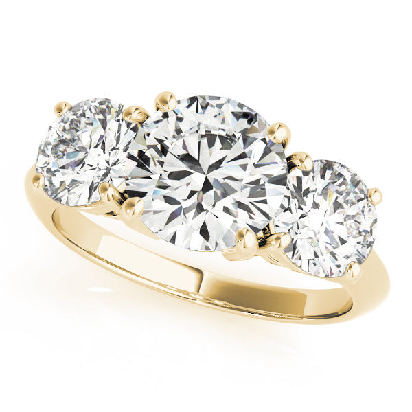 Round Three Stone Diamond Engagement Ring in Gold & in 10K/14K gold and platinum with certified lab-grown or natural diamonds