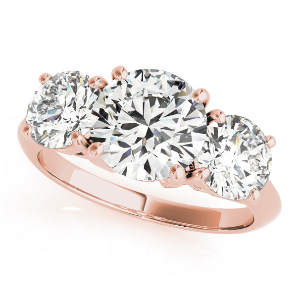 Round Three Stone Diamond Engagement Ring in Gold & in 10K/14K gold and platinum with certified lab-grown or natural diamonds