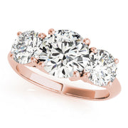 Round Three Stone Diamond Engagement Ring in Gold & in 10K/14K gold and platinum with certified lab-grown or natural diamonds