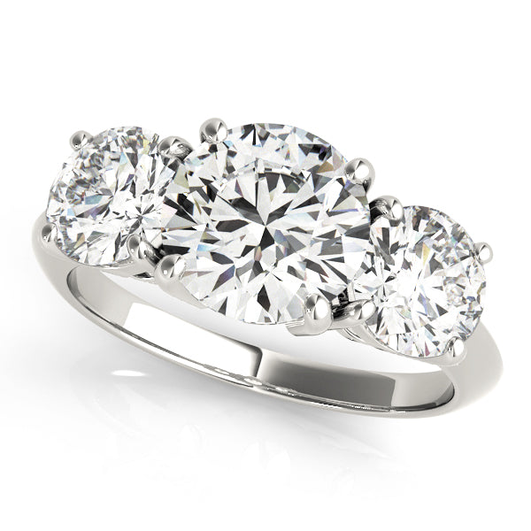 Round Three Stone Diamond Engagement Ring in Gold & in 10K/14K gold and platinum with certified lab-grown or natural diamonds