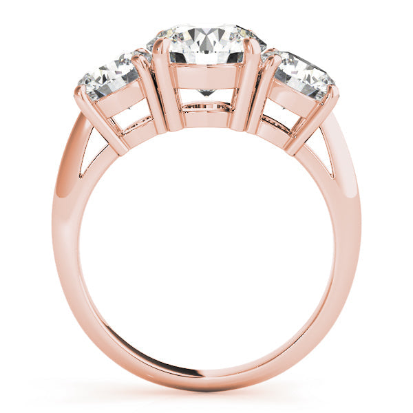 Round Three Stone Diamond Engagement Ring in Gold & in 10K/14K gold and platinum with certified lab-grown or natural diamonds